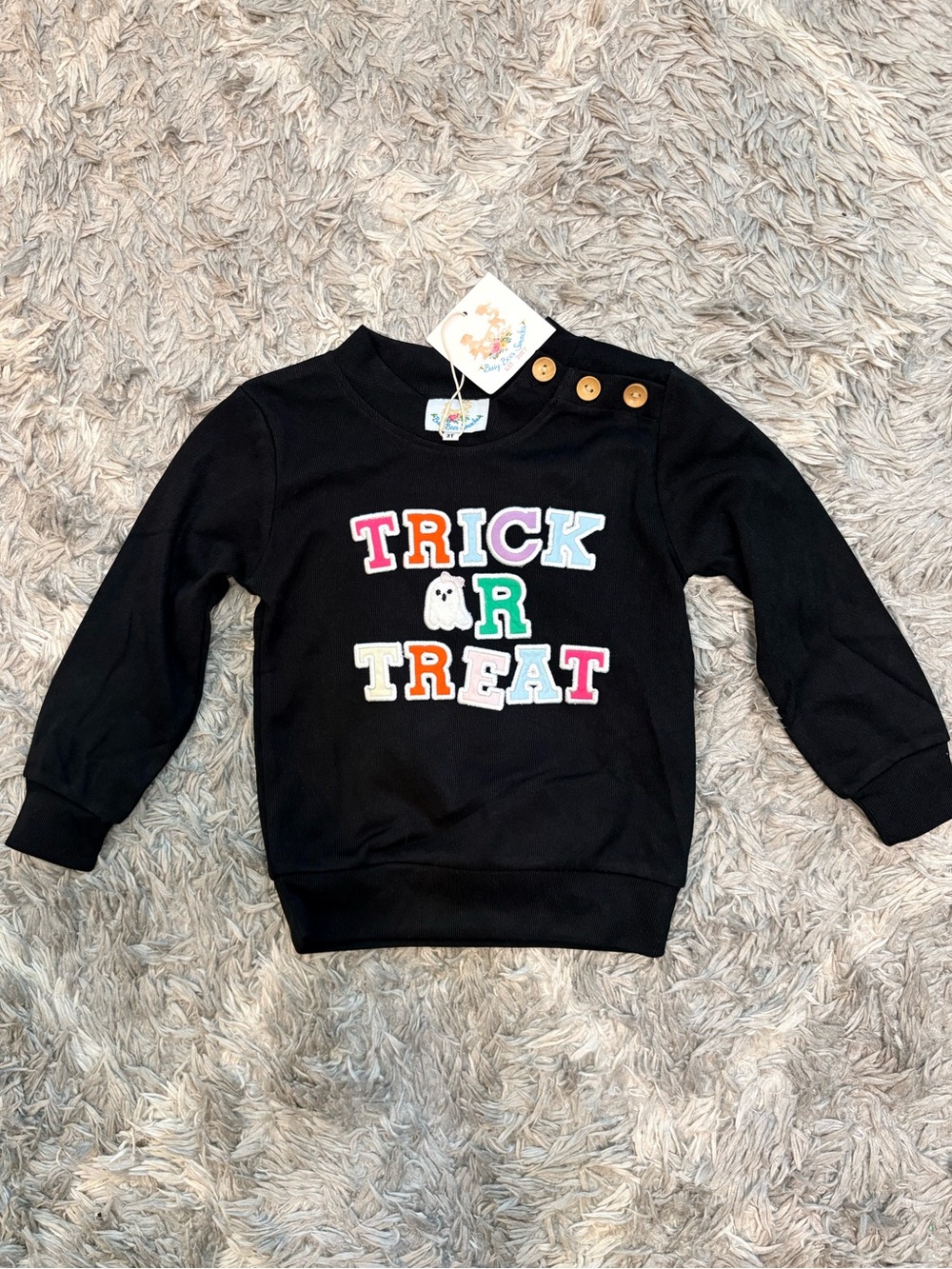 NWT Busy Bees Smocks Halloween "Trick or Treat" Ribbed Pullover Sweater